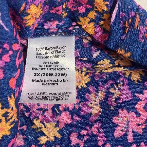 Terra & Sky Floral Blouse - Pink and Blue 2x - Picture 4 of 10